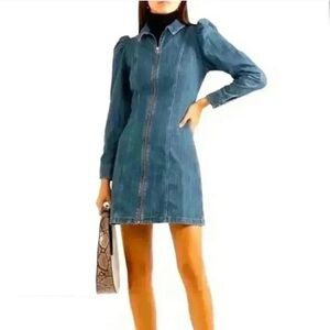 ALEXA CHUNG. Blue Puff Sleeve Sheath Dress. Size 8